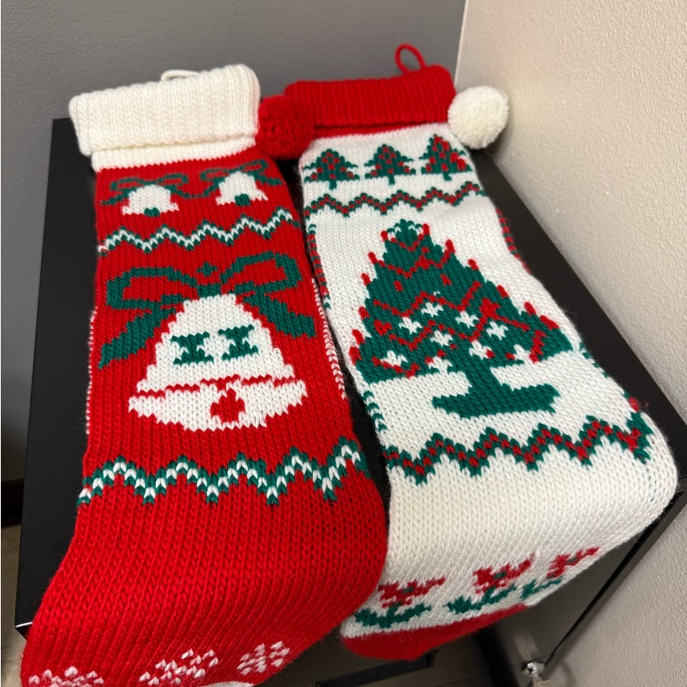 Vintage 2‎  Knitted Christmas Stockings 2 Designs 80’s